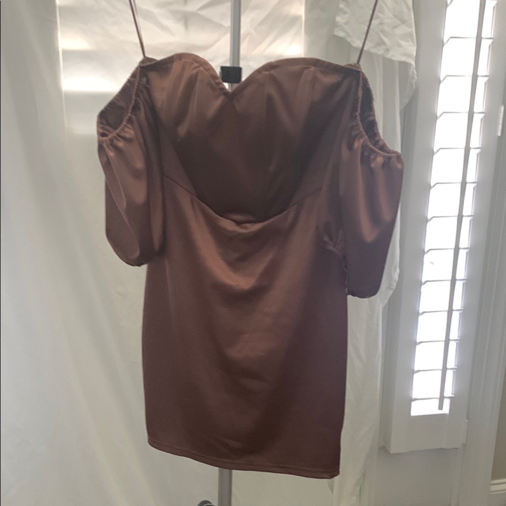 Blue Blush Chocolate Off-Shoulder Blouse